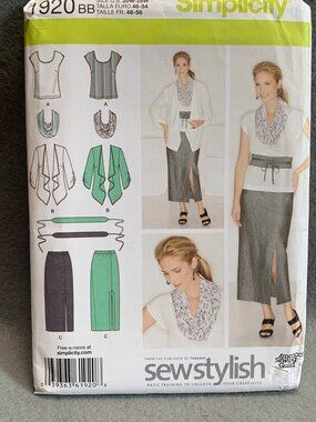 Simplicity Misses Shirt Skirt Coat Sewing Pattern Size 20W 22W 24W 26W 28W 1920